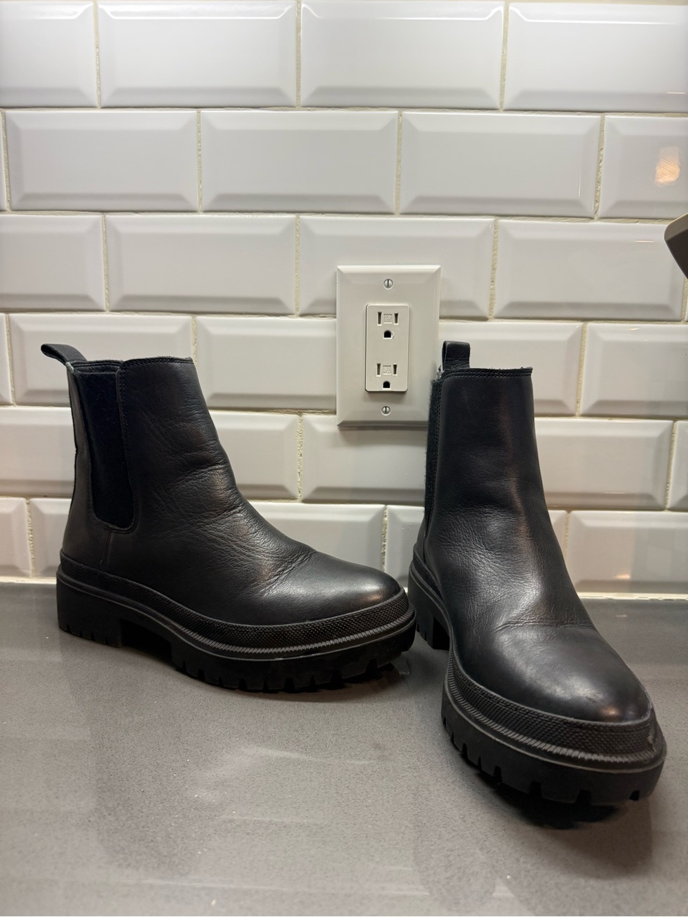 Lucky Brand Black Leather Chelsea Boots